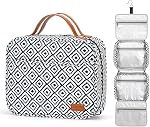 Bosidu Sac de toilette suspendu pour les femmes, Grande capacité imperméable sac de toilette avec 4 Compartiments & 1 Crochet robuste, idéal pour les voyages ou l'utilisation quotidienne (Navy Blue & Blanc rayé)