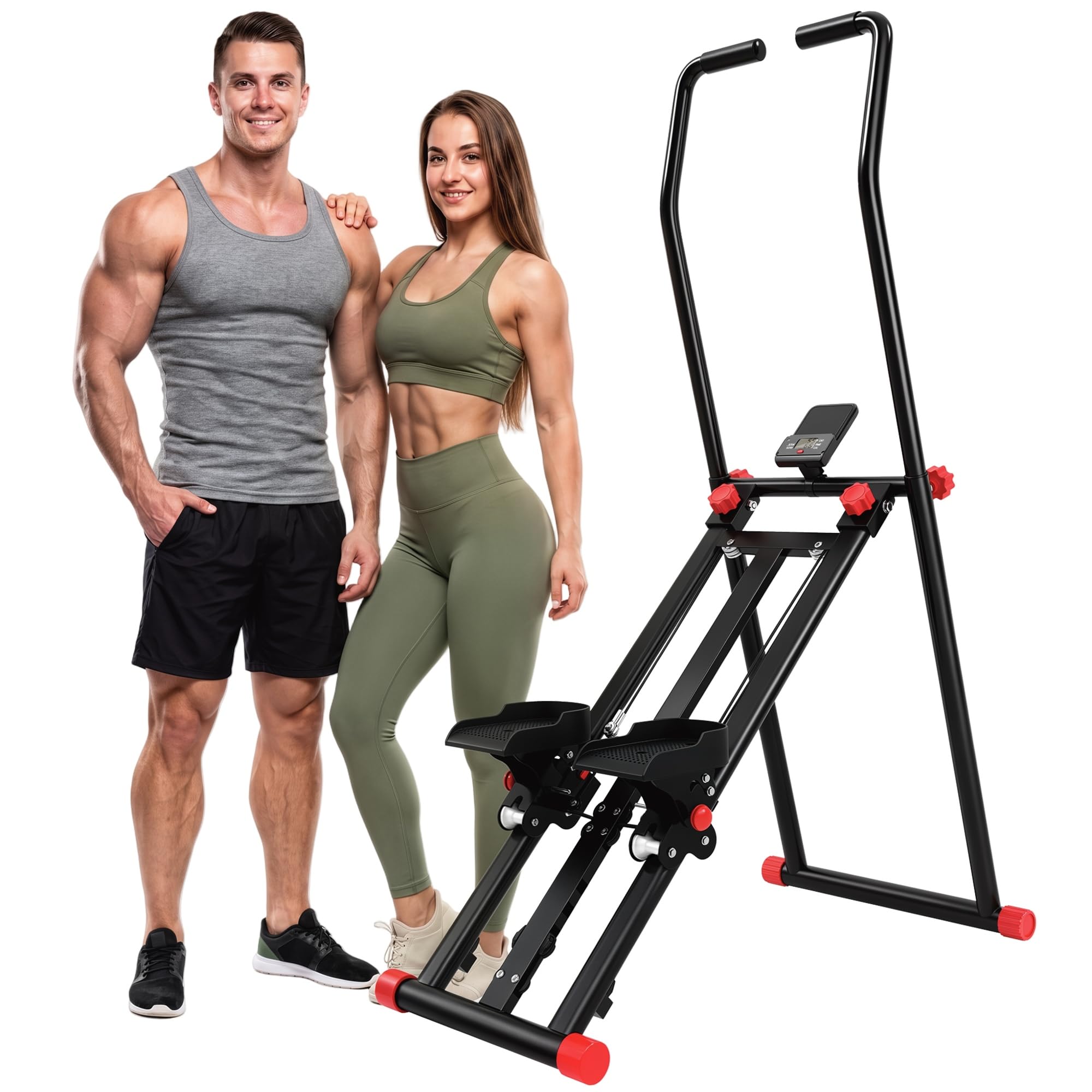 SPORTNOW Stepper para Gimnasio en casa con 3 resistencias Plegable LCD