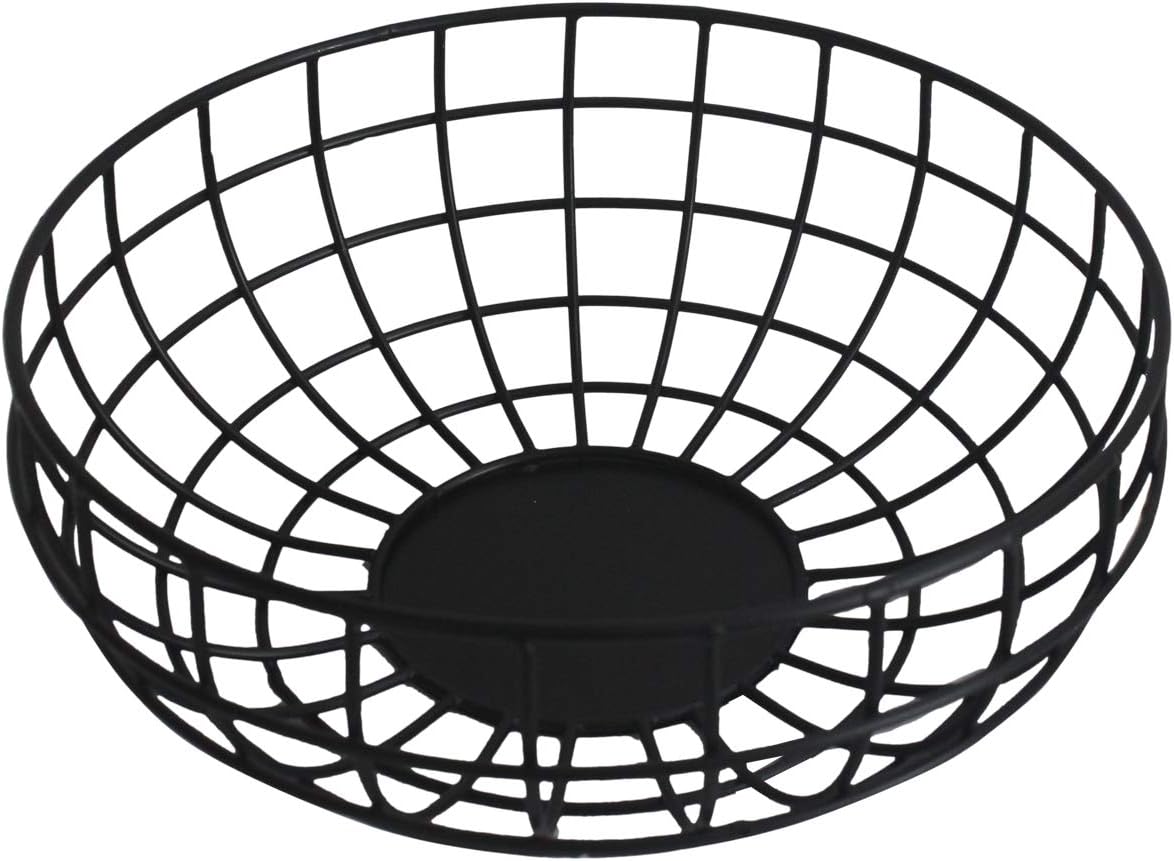NIRMAN Rustic Fruit Bowl, Basket Holder for Kitchen Counters,Table Centerpiece, Farmhouse Decor, Party, Holiday Decoration, Vegetables Serving Bowls Iron Metal Wire, Round Shape Bowl Basket (10" X 4")