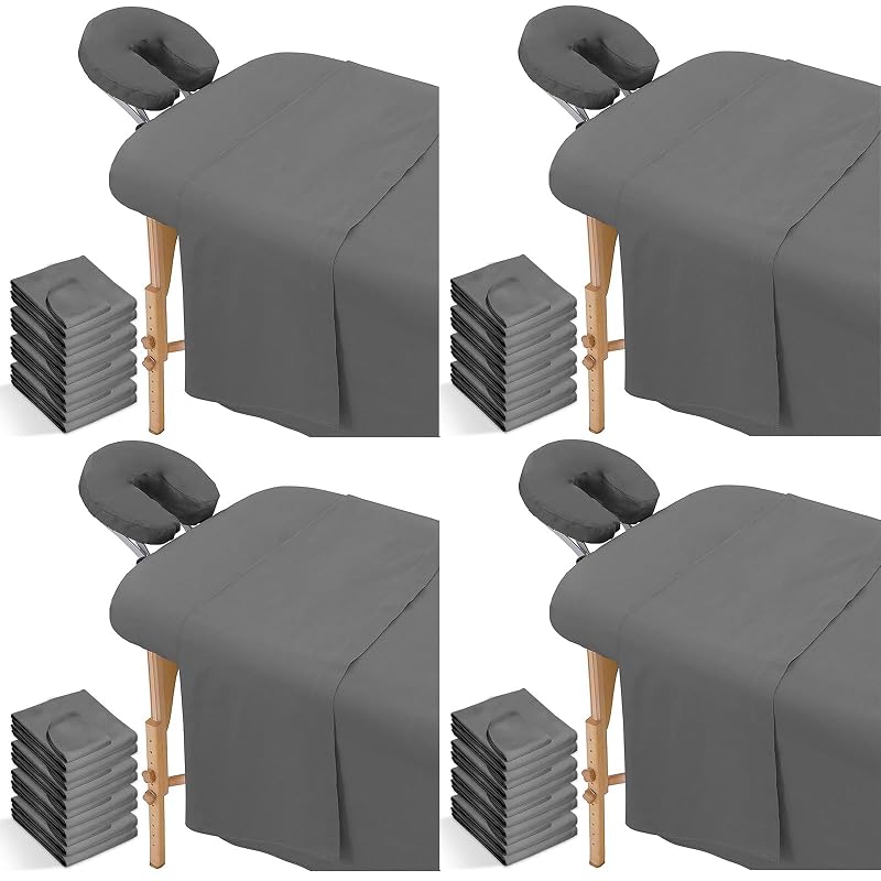 SFAFTKUMSG Conjunto de Lençóis para Maca de Massagem com 12 Peças em 4 Conjuntos, Cinza