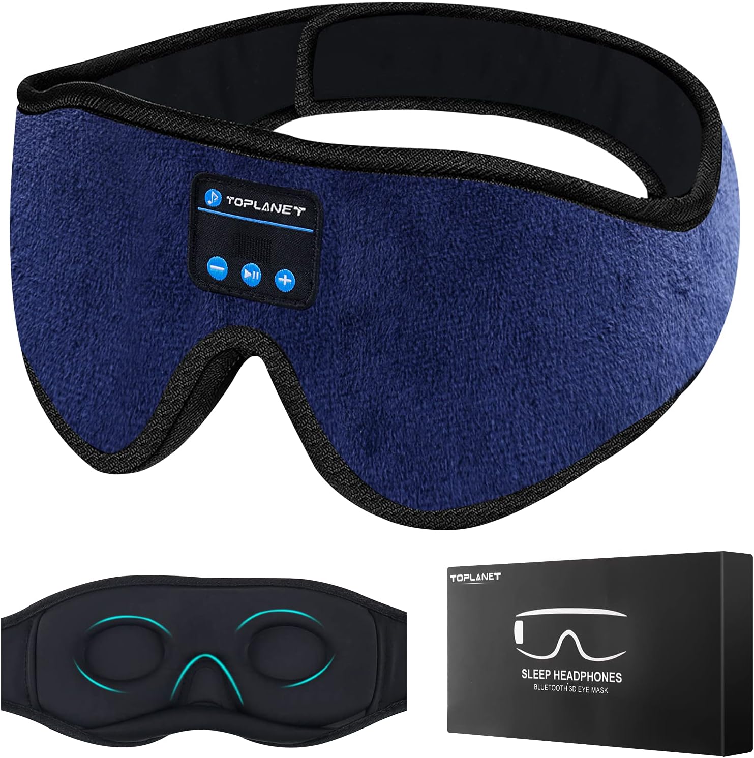 Sleep Mask Sleep Headphones, 3D Eye Mask with Timer, Washable Blocking