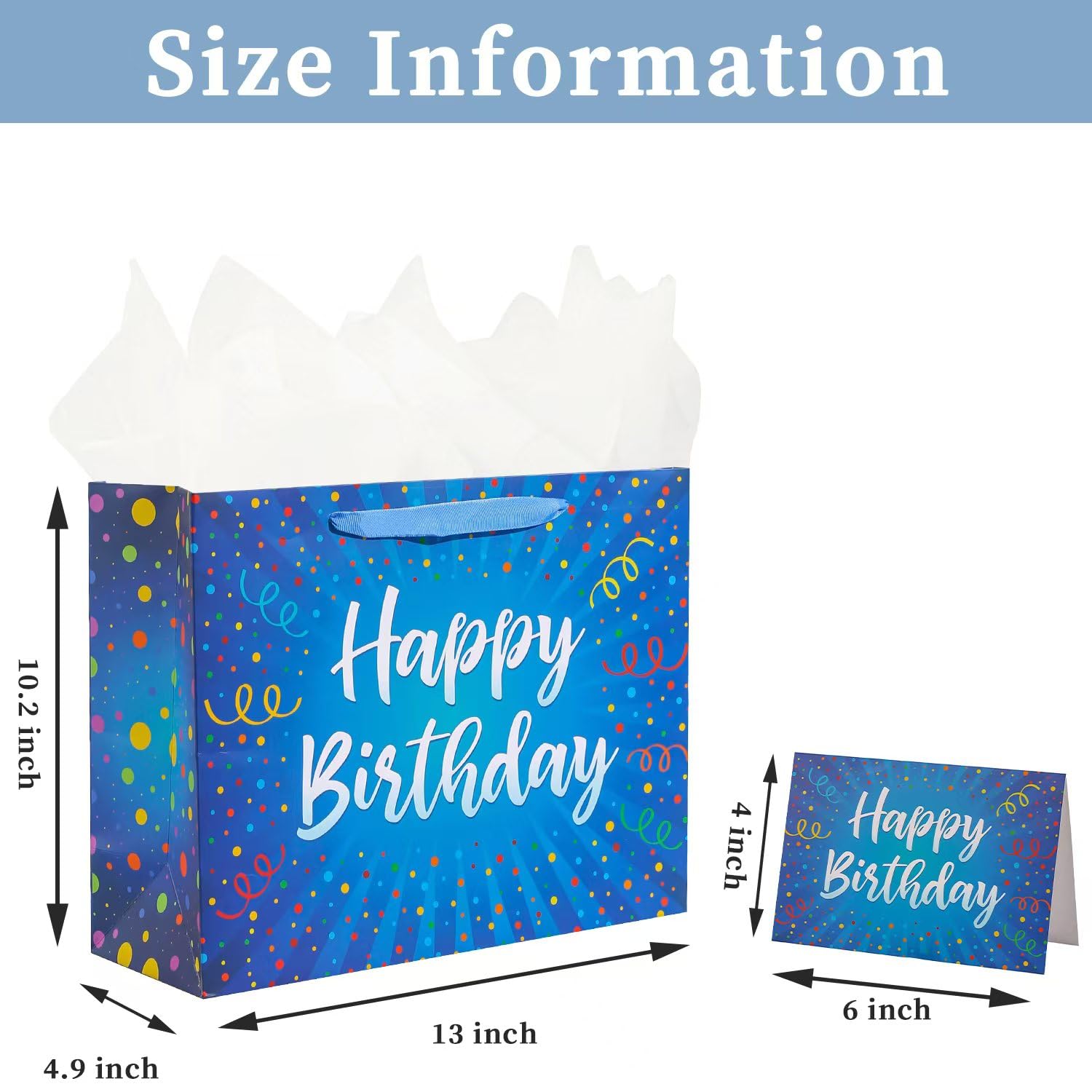 Sacs Cadeaux De 33 Cm Avec Carte De Vœux Et Papier De Soie Pour Femme, Petite