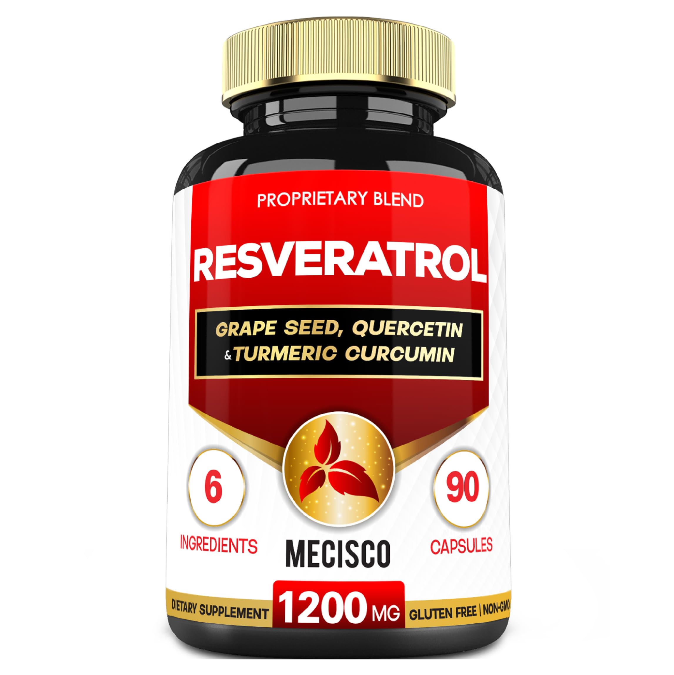 Trans Resveratrol Supplement with Grape Seed, Milk Thistle, and More - Resveratrol - 6 Herbal Supports for Immune System, Heart Health, Body Management - 90 Capsules