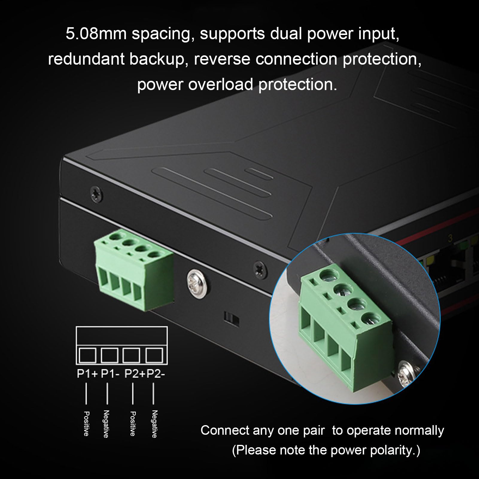 Elprico Interruttore Ethernet Industriale, 4 Porte Ethernet | Metallo, Plug and Play, porte 10/100 Mbps, supporta gli standard IEEE
