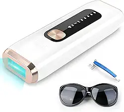 MEUKPE Depilação A Laser, Dispositivo De Remoção De Pelos Ipl Para Mulheres E Homens, Redução Segura E Duradoura No Crescimento De Pelos Para Axilas, Pernas, Braços E Costas Do Rosto (Branco/Dourado)