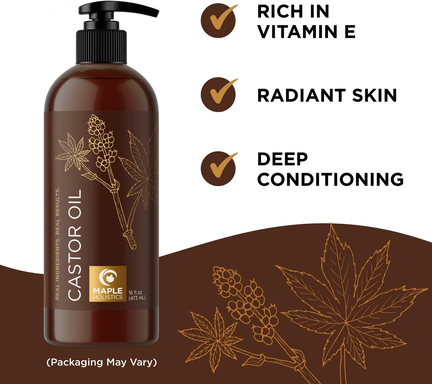 Maple Holistics Rosemary & Castor Oil Set for Density Hair Growth - For Dry, Damaged Hair - Men and Women, Uncompromising Standards, Silicone Free