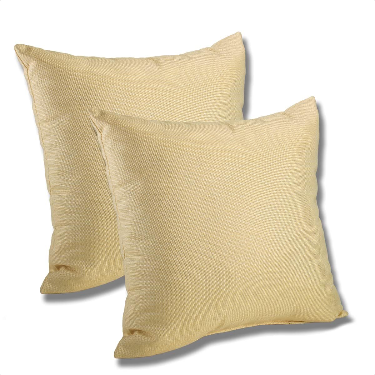 Comfort Classics Set of 2 Sunbrella Outdoor/Indoor Throw Pillow 15.5x15.5 Butter Cream Inc.