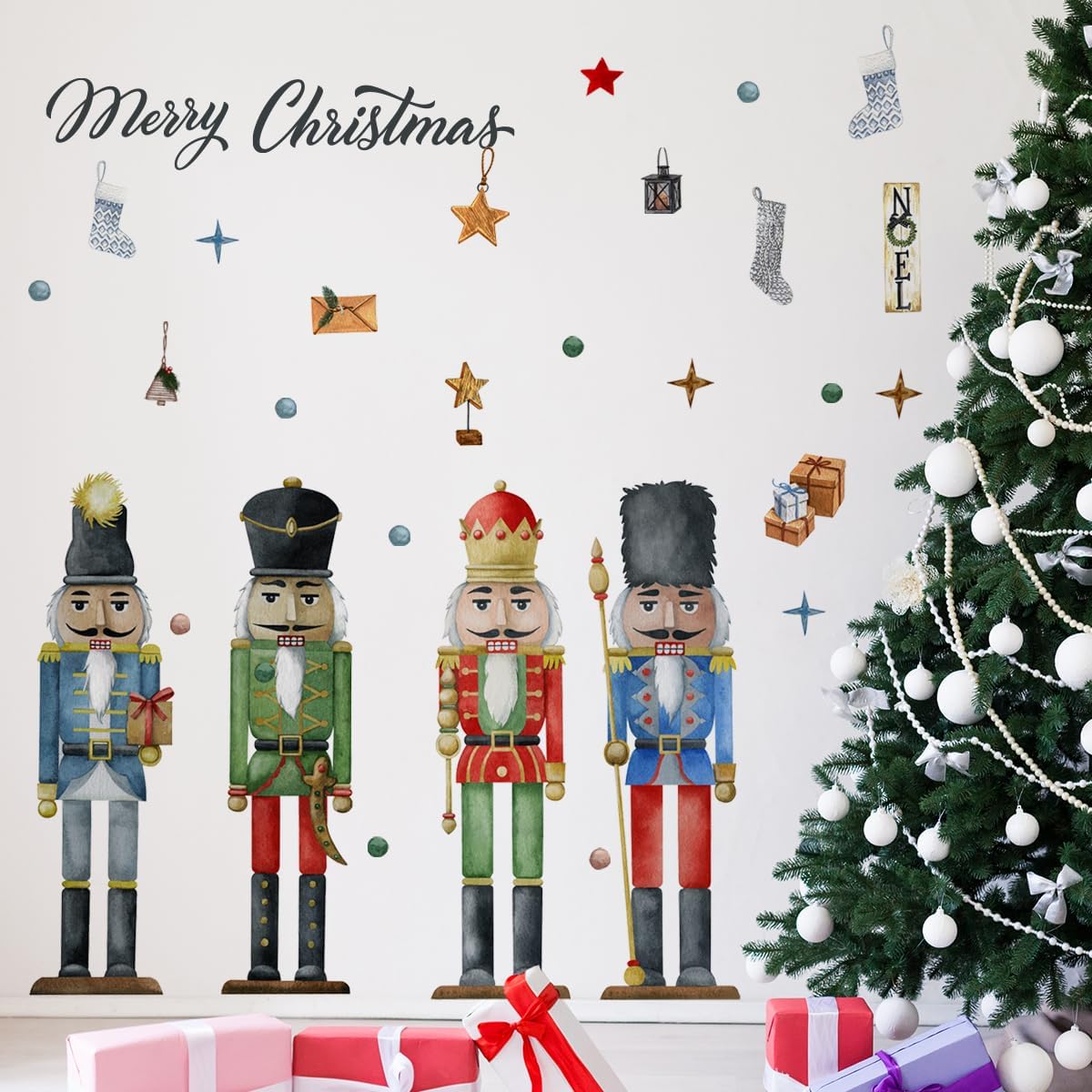 Christmas Nutcracker Wall Decals Christmas Nutcracker Wall Stickers Removable Christmas Window Decal Sticker Decor for Christmas Holiday Living Room Bedroom Decorations