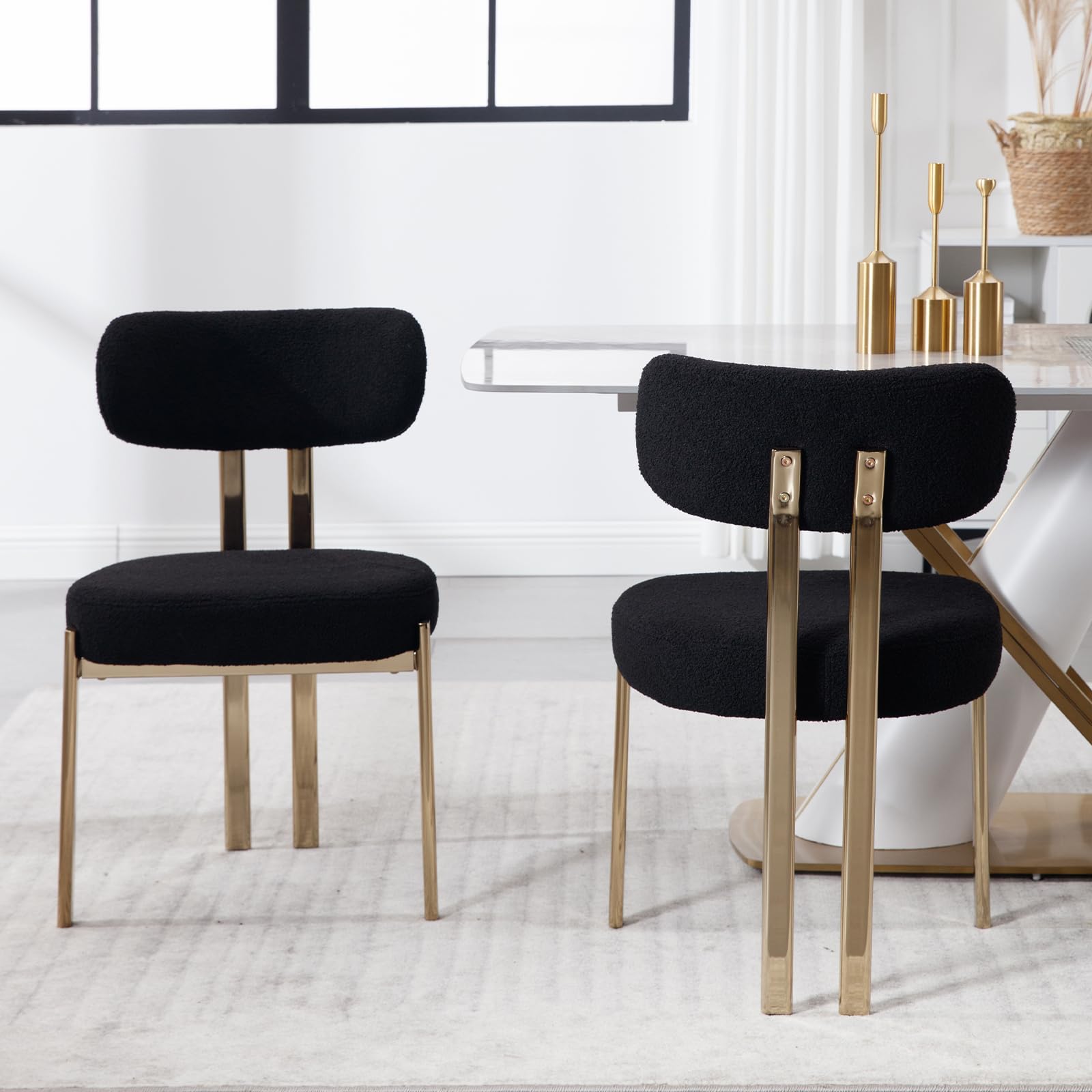 Lot De 2 Chaises Design En Fausse Fourrure - Confort Scandinave Pour Salle à Manger