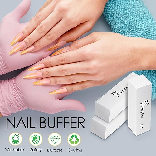 Miniatura 7 de Maryton Bloques pulidores de uñas, bloques de pulido de grano 120 medianos para uñas acrílicas, uñas de gel, kits de pulidor de manicura profesional