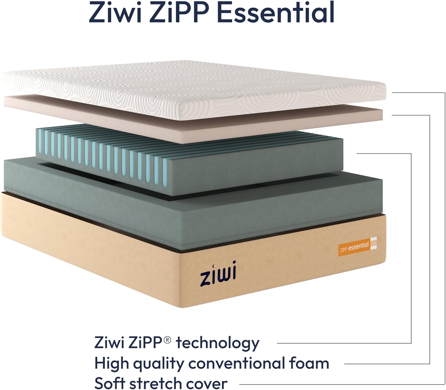Ziwi Zipp™ Essential Queen Medium-Firm Mattress 11 Inch — Hybrid Alternative — Advanced Pressure Relief — 100-Night CertiPUR-US® Certified — Innovative Tech (Queen)