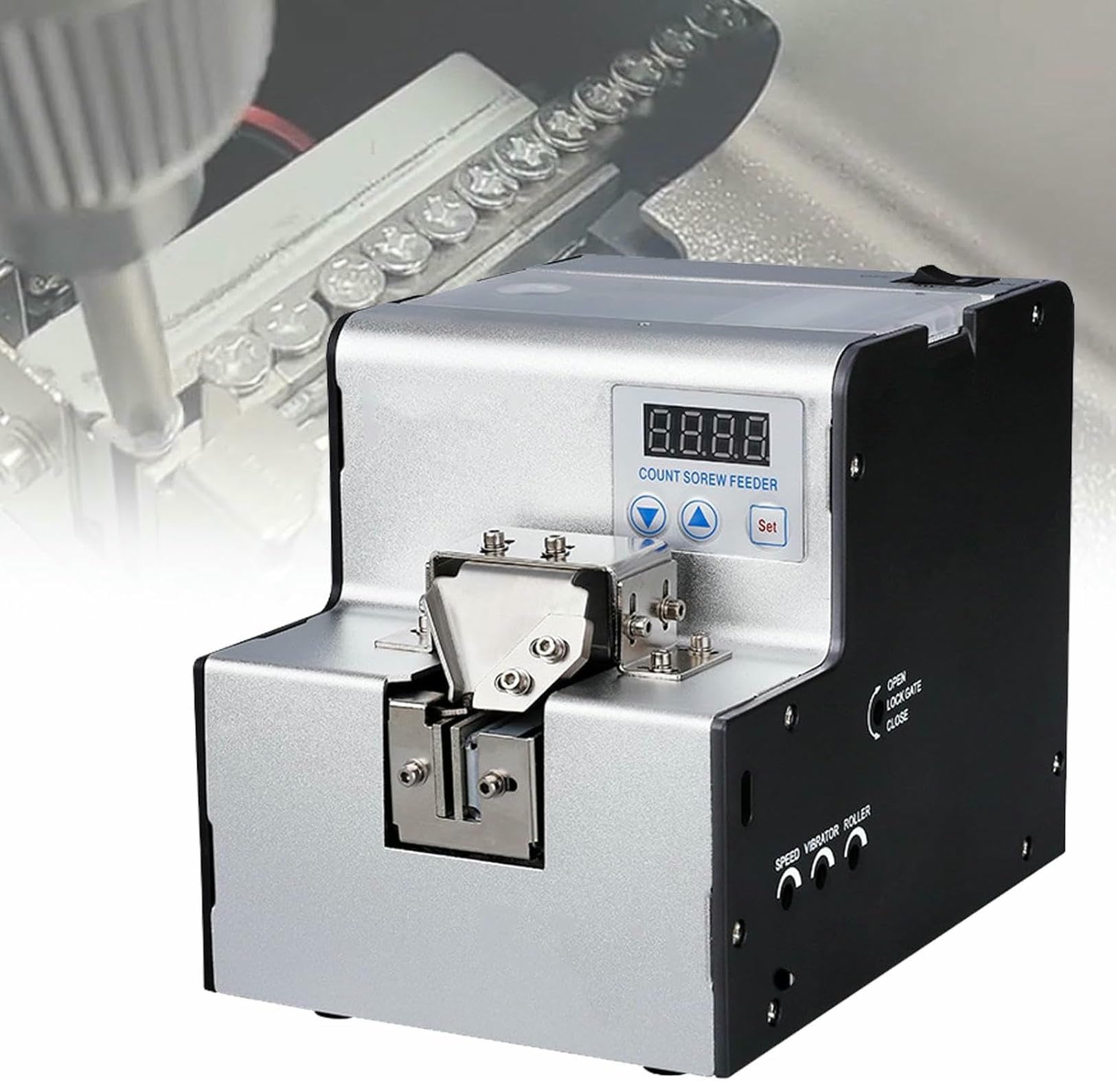 Macchina di disposizione delle viti, Macchina di conteggio delle viti con display LCD, Fornitore automatico di distributori di viti, Alimentatore a vite elettrico, per impianti di lavorazione