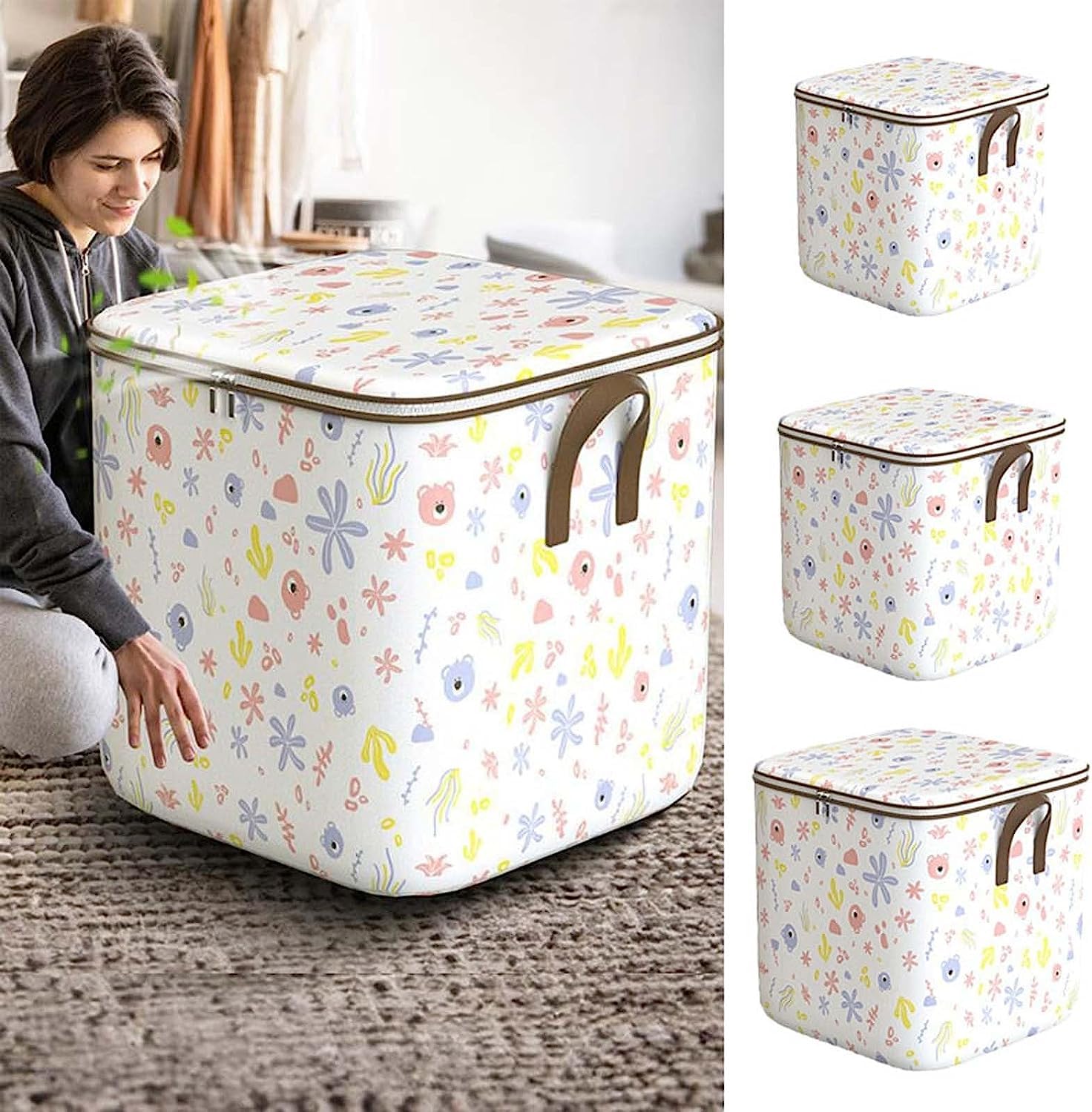 Clothes Storage Bag, Non-Woven Clothes Quilt Foldable Storage Bag, Multipurpose Large Capacity Lightweight Portable Wardrobe Sorting Storage Box for Store Blankets Clothes Pillows Quilts (180L)