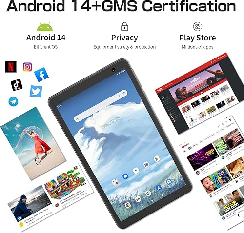 Miniatura 2 de Tabletas Android 14 de 8 pulgadas, Tablet PC de cuatro núcleos, 8 GB de RAM+64 GB ROM 512 GB expandir, batería de 5000 mAh, cámaras duales de 2+8