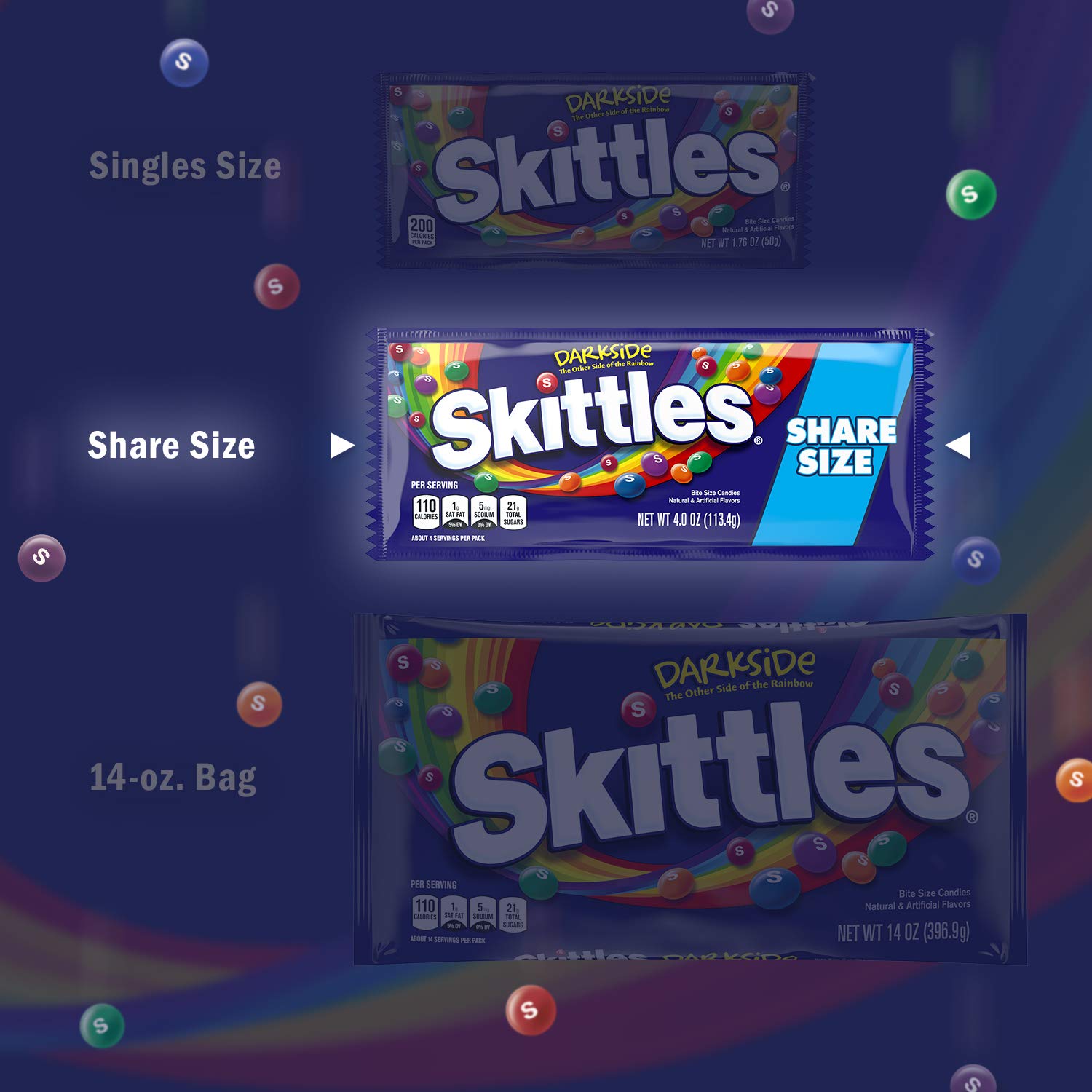 Skittles Darkside Share Size Candy 24 Count 3.6 Ounce