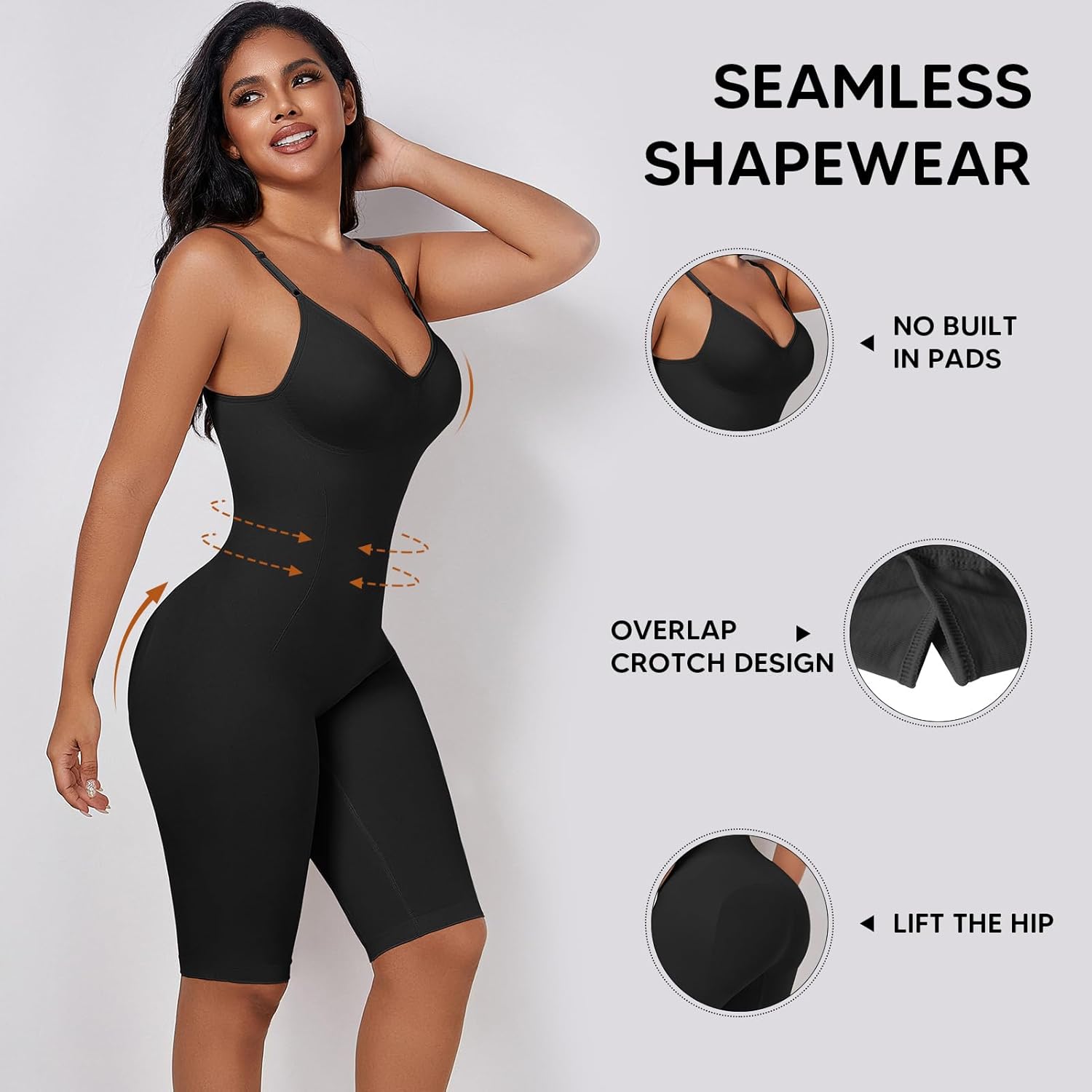 Backless Shapewear for Women Tummy Control Bodysuit Seamless Butt Lifter Full Body Shaper Body Suit - Image 2