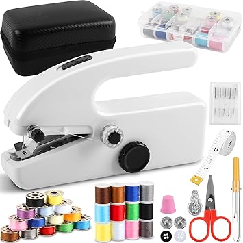 Handheld Sewing Machine for Beginners, Mini Portable Electric Sewing Machine, Easy to Use, Fast Stitch for Fabrics & Clothes, Travel & DIY, Compact & Lightweight