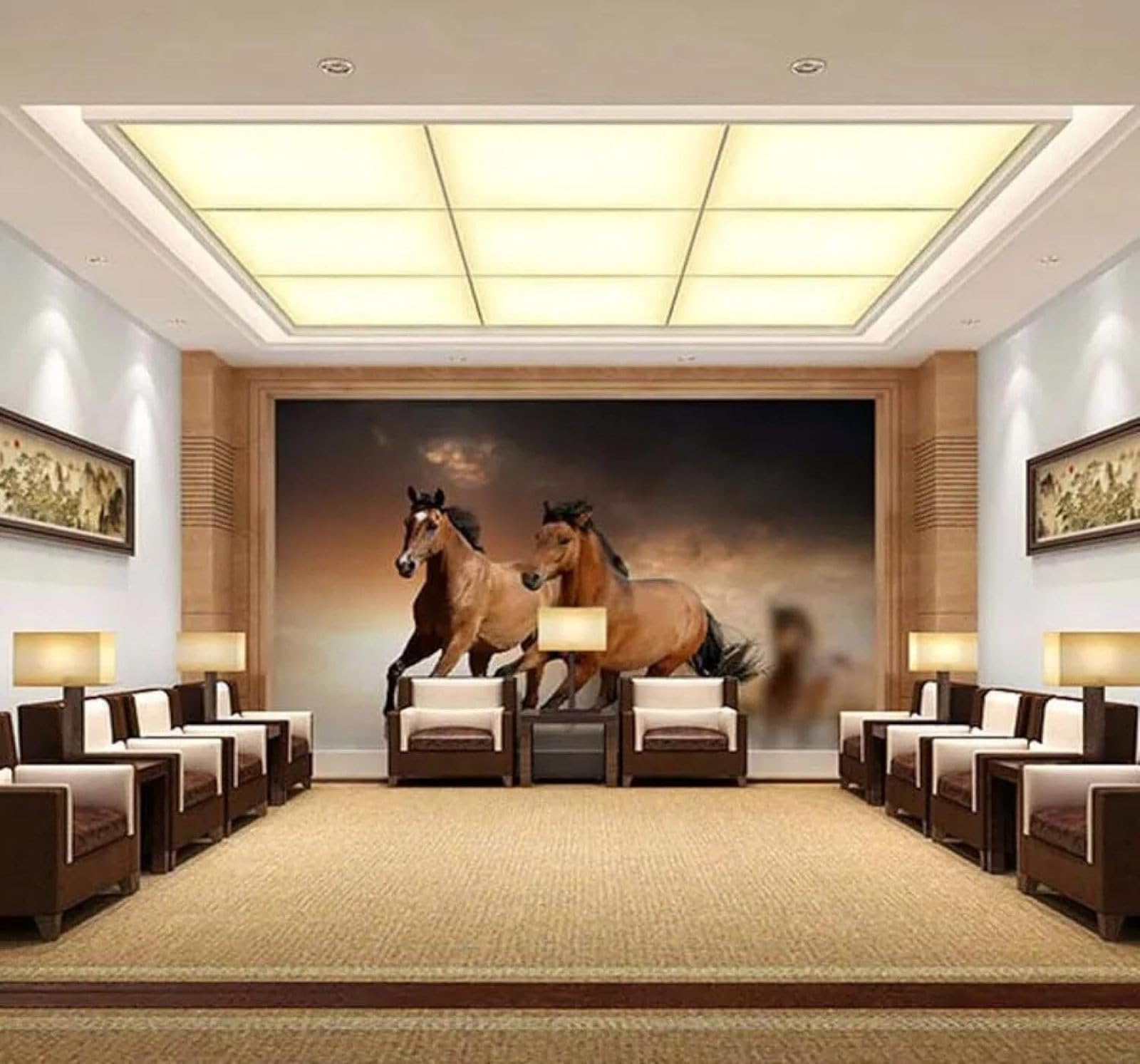 Xlming 150Cm×105Cm(B×H) Minimalist Three Dimensional Running Horse Unique 3D Wallpaper Luxury Home Dining Decor Paste Sofa Living Room The Wall For Bedroom Mural-150Cm×105Cm