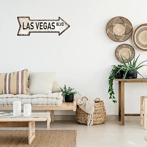 Miniatura 6 de Mukuko Las Vegas Blvd - Letrero de aluminio de aluminio dorado rústico, 6 x 18 pulgadas, arte decorativo de pared para cocina, comedor, cueva de