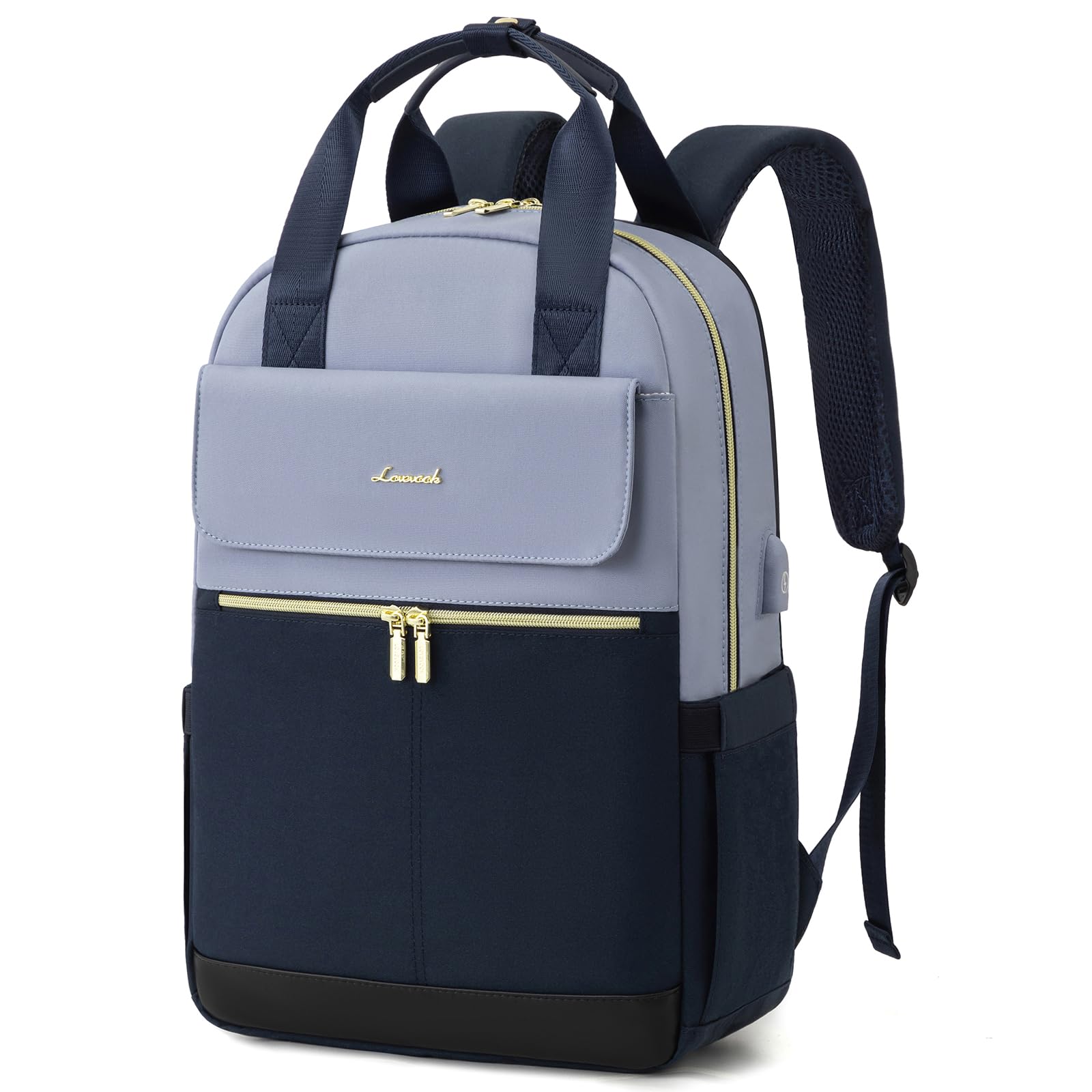 LOVEVOOK Rucksack Damen, Schulrucksack Teenager Mädchen 15,6 Zoll mit Laptopfach, Wasserdicht Schultasche Arbeitstasche Reiserucksack Daypack Elegant für Uni Reise Büro, Blau