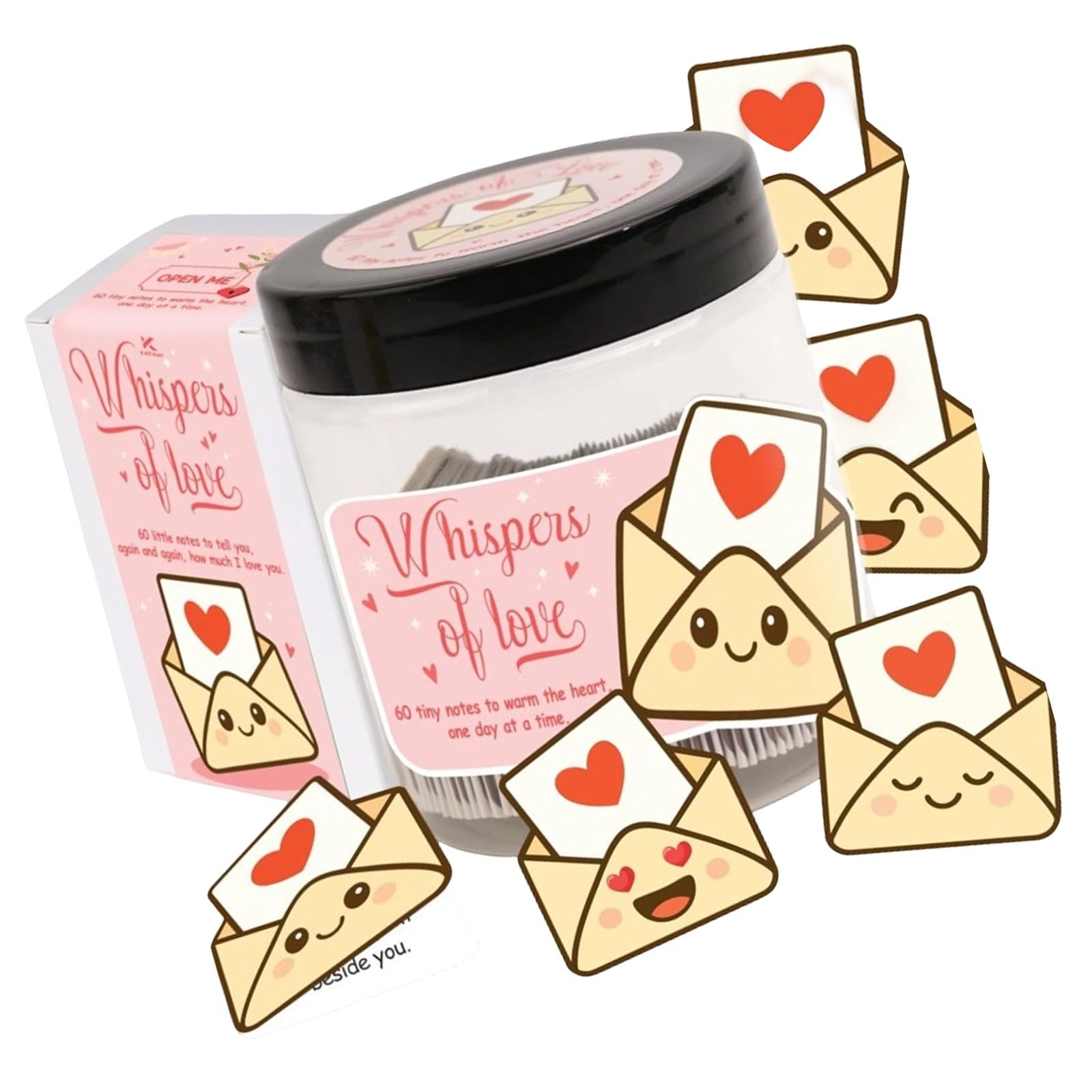 Piceioep 60 Elegant Affirmation Cards White Cardstock Paper Positive Message Cards with Storage Jar Valentines Day Gifts Small Affirmation
