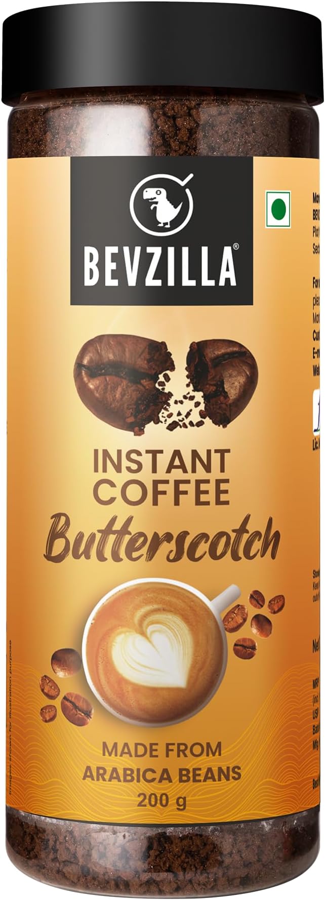 200 GM Butterscotch Flavoured Instant Coffee Powder|Arabica Beans|Best For Espresso, Latte & Cappucino|Hot & Cold Coffee|Unbreakable Jar