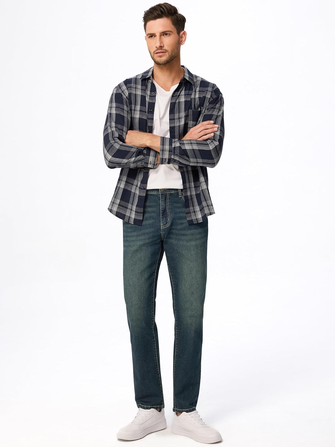 JMIERR Men's Stretch Jeans Regular Fit Straight Leg Casual Denim Pants - Image 3