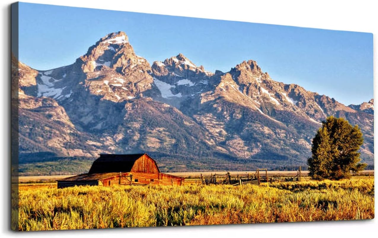 Amazon.com: Wibinuki Wall Art Teton Morning Landscape | Unframed Canvas ...