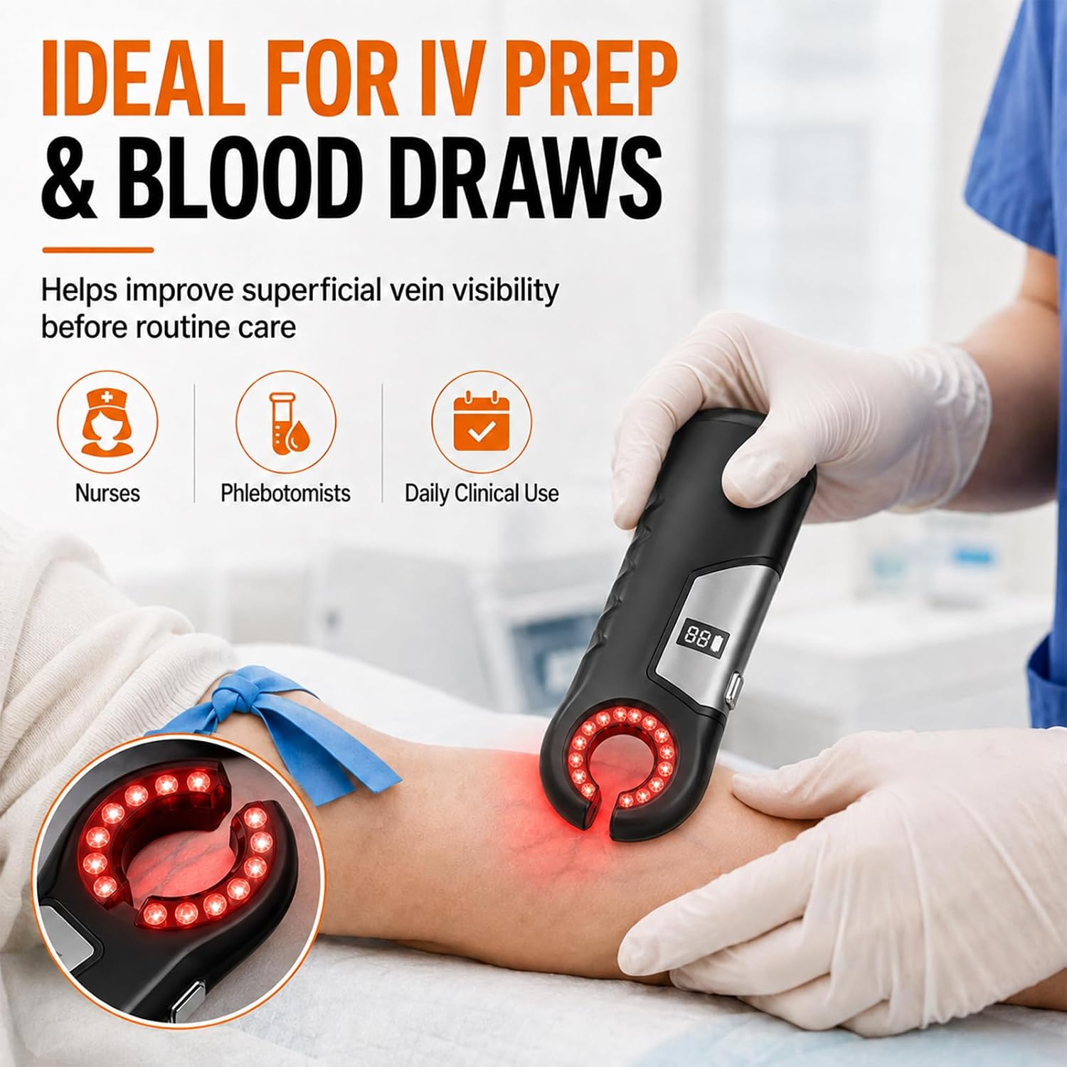 Rechargeable Vein Finder –Vein Finder for iv Access, Clinics & Home,Black