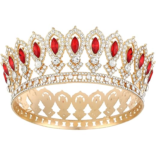 Elegant Bridal Crown with Red Accents