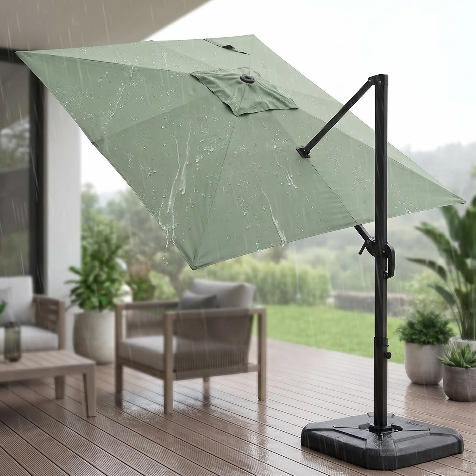 Toile De Rechange pour Parasol Déporté 3 M X 4 M - Protection UV, Housse Rectangulaire pour Parasol De Terrasse, Jardin Et Marché - Protection Solaire Extérieure Résistante Khaki 3x4m(9.8x13ft)