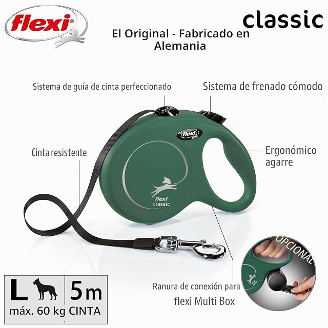 Foto 2 de 6 de FLEXI - Correa New Classic L Cinta - Sistema de Frenado Cómodo - Componentes Reflectantes - Adaptable a LED