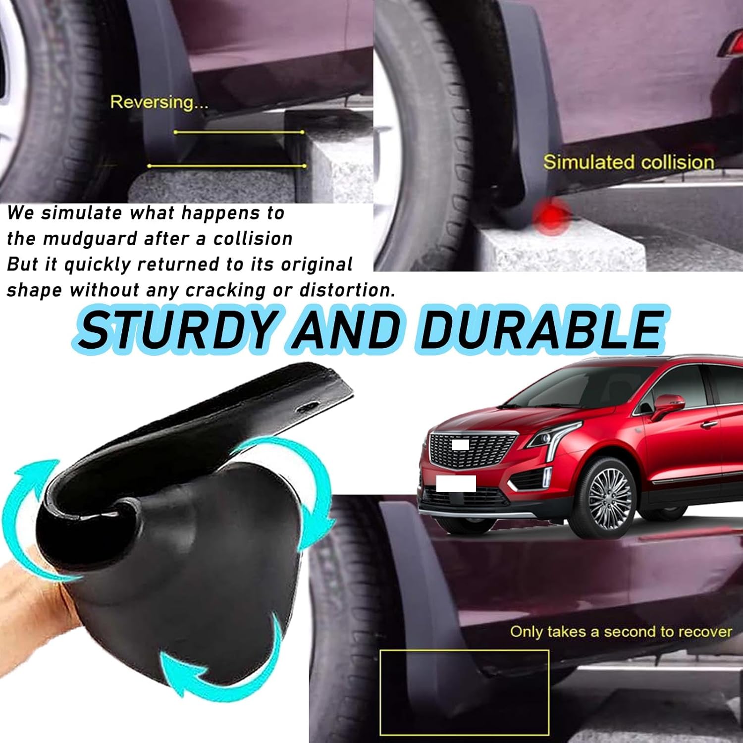 Mud Flaps for Cadillac XT5 (2017-2024) Splash Guards No Drilling Installation All Weather Vehicle Sediment Protection (Set of 4)