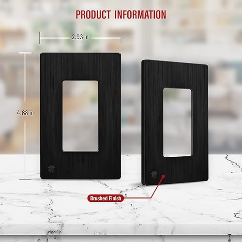 Miniatura 388 de ENERLITES SI8834-BK - Placa de pared decorativa sin tornillos, cubierta de enchufe segura, 4 entradas, 4.68 x 8.30 pulgadas (alto x largo), Negro