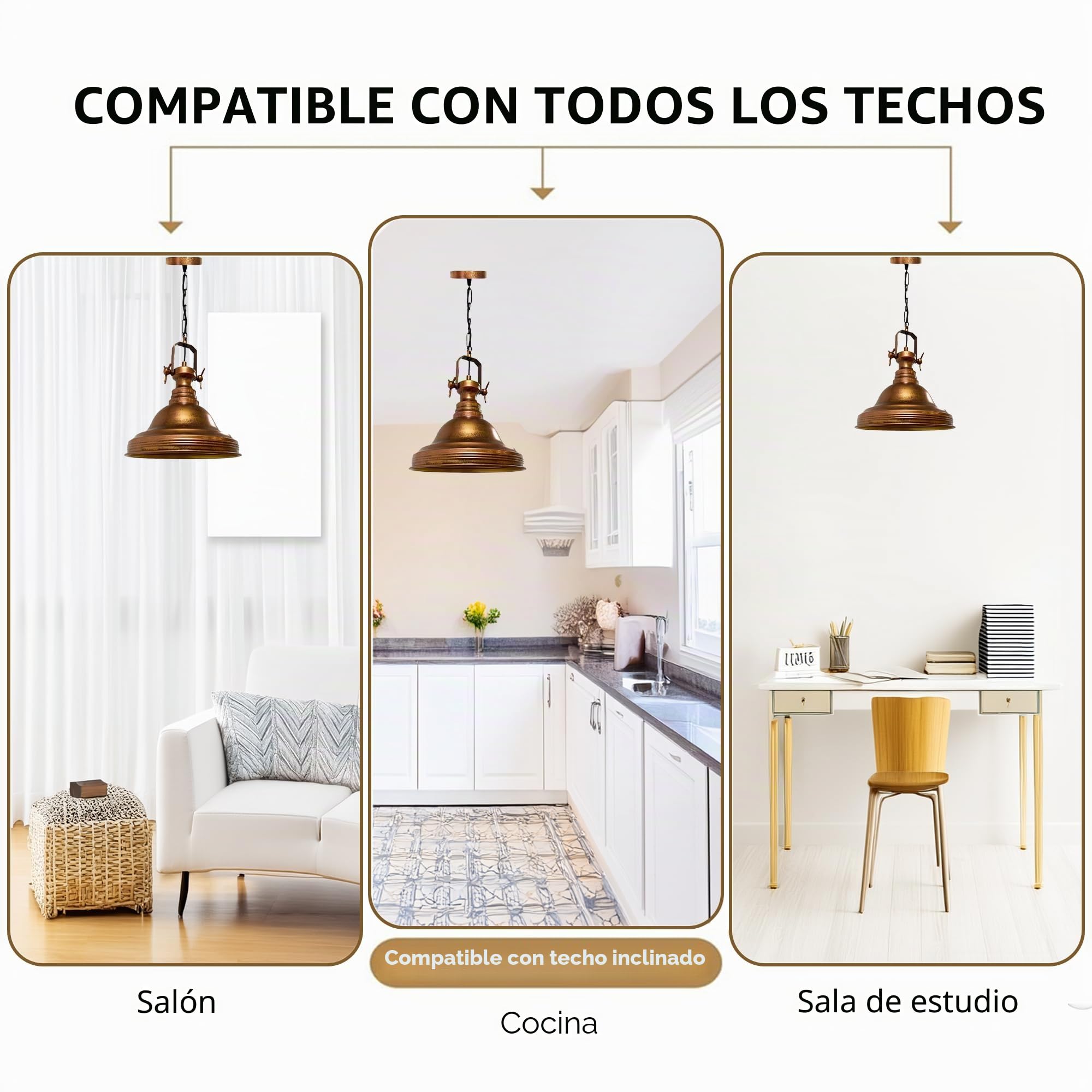 bamyum Ulmete Vintage Metal Lámpara de Techo Antik 30 cm de Diámetro Bombilla E27 Retro Colgante