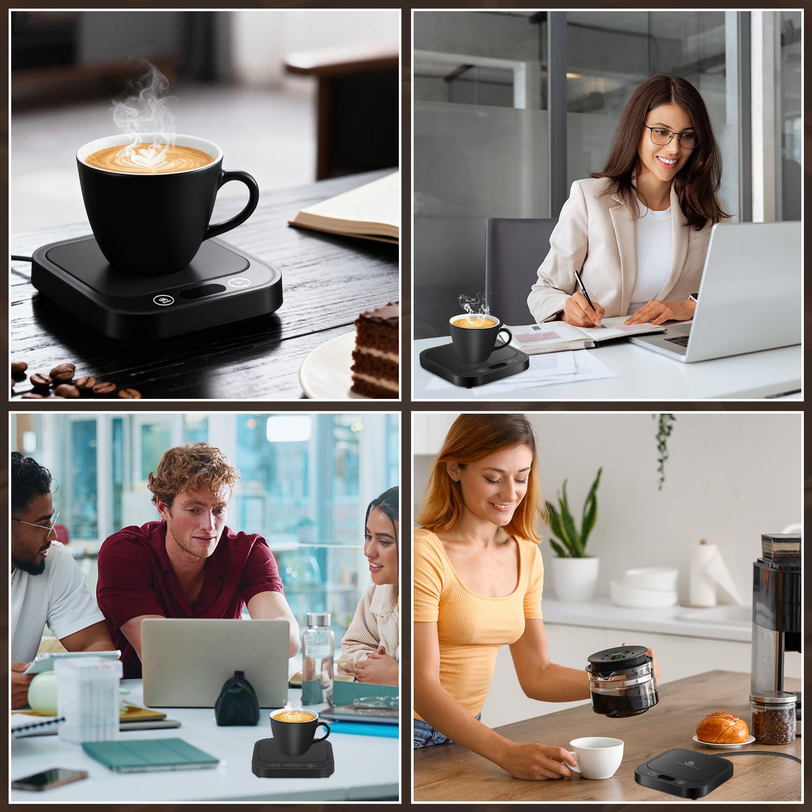 Calentador de Taza de Café con 4 Temperaturas, Apagado Automático 8h para Café, Cacao, Té