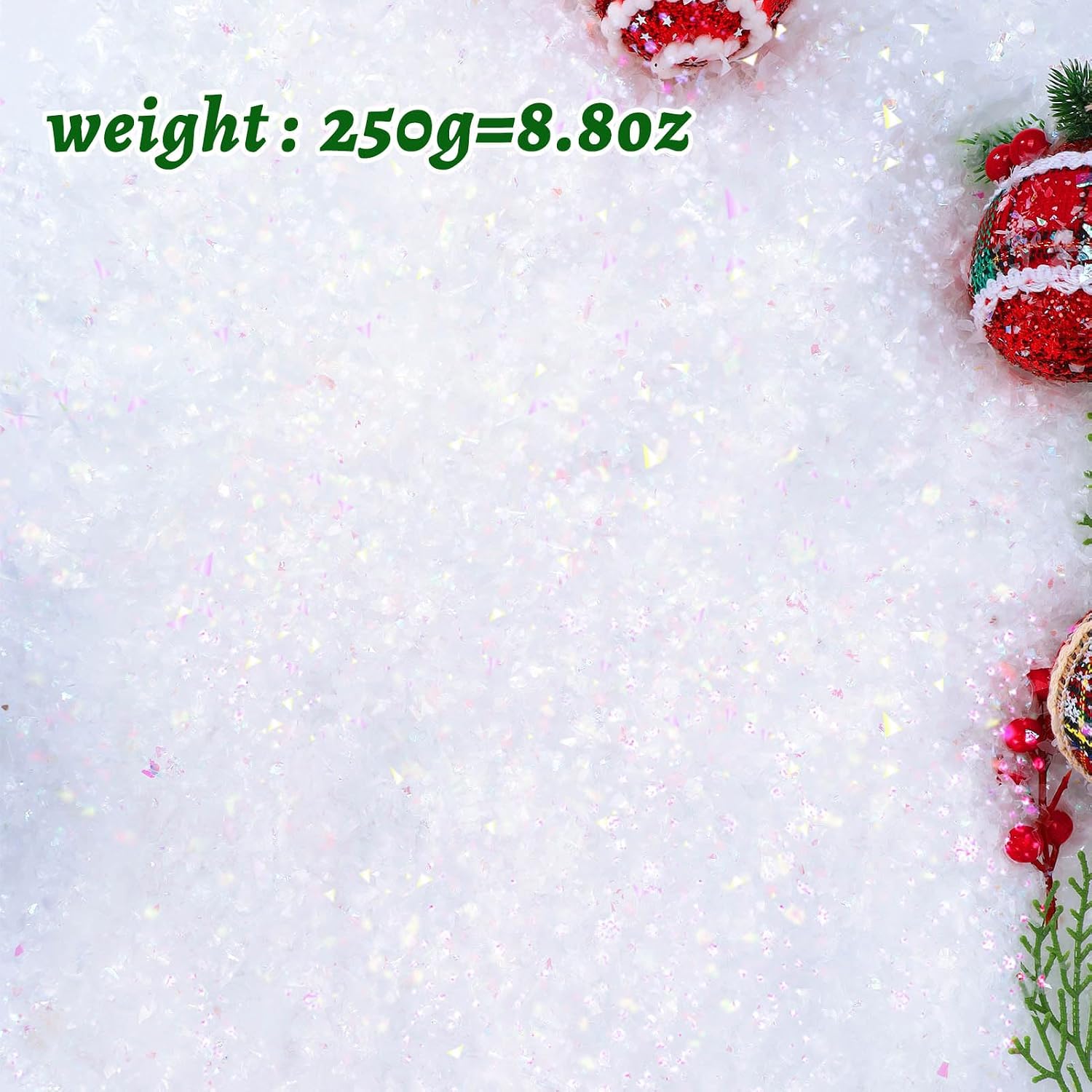 RGQSUN 8.8oz Christmas Artificial Flake Snow Twinkles Fake Snow Sparkling Snow for Crafts,Powder Filler Snow for Christmas Party Decoration Supplies