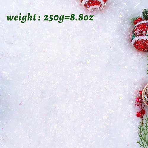 Miniatura 2 de RGQSUN 8.8 oz250 g de nieve artificial de Navidad parpadea, nieve artificial brillante para manualidades, relleno de polvo de nieve para decoración