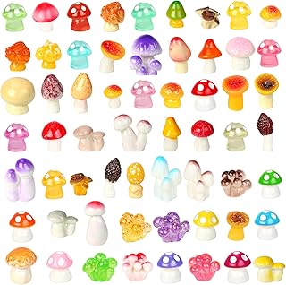 100pcs Mini Mushrooms Tiny Resin Mushrooms Miniature Little Small Mushroom Figures Bulk for for Micro Fairy Garden Landscape Aquarium Accessories Dollhouse Hide Crafts Decor