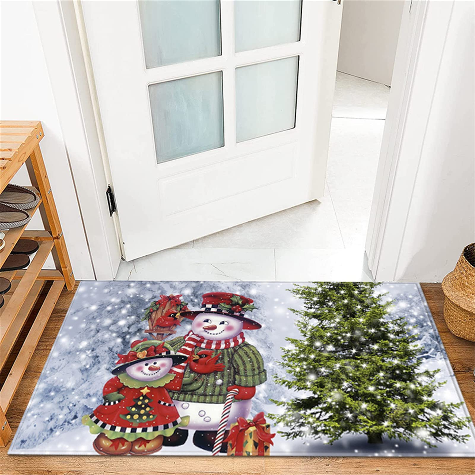 Alfombra De Navidad Alfombra De Pasillo Larga Antideslizante Lavable Alfombra Cocina Navidad Muñeco De Nieve Patrón Felpudo Alfombra Entrada,Decoración Navideña,15,60x180cm/23.6"x70.8"