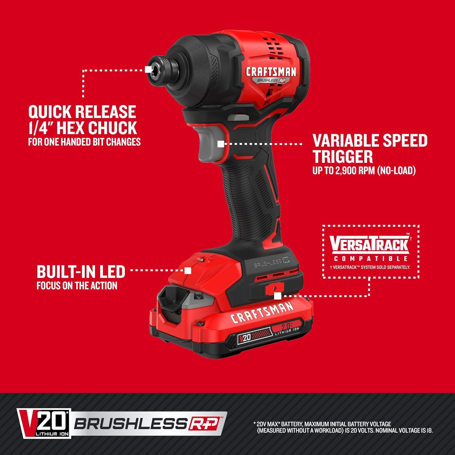 CRAFTSMAN V20 BRUSHLESS RP Compact Impact Driver Kit (CMCF811D1) - Image 5
