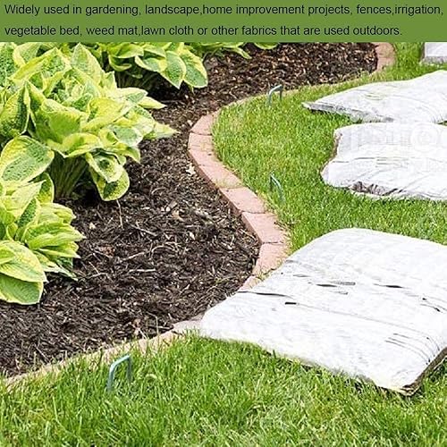 Miniatura 7 de AAGUT Juego de 50 estacas de jardín, grapas de paisaje, estacas galvanizadas de calibre 11 de 6 pulgadas para valla de perro, tela de barrera