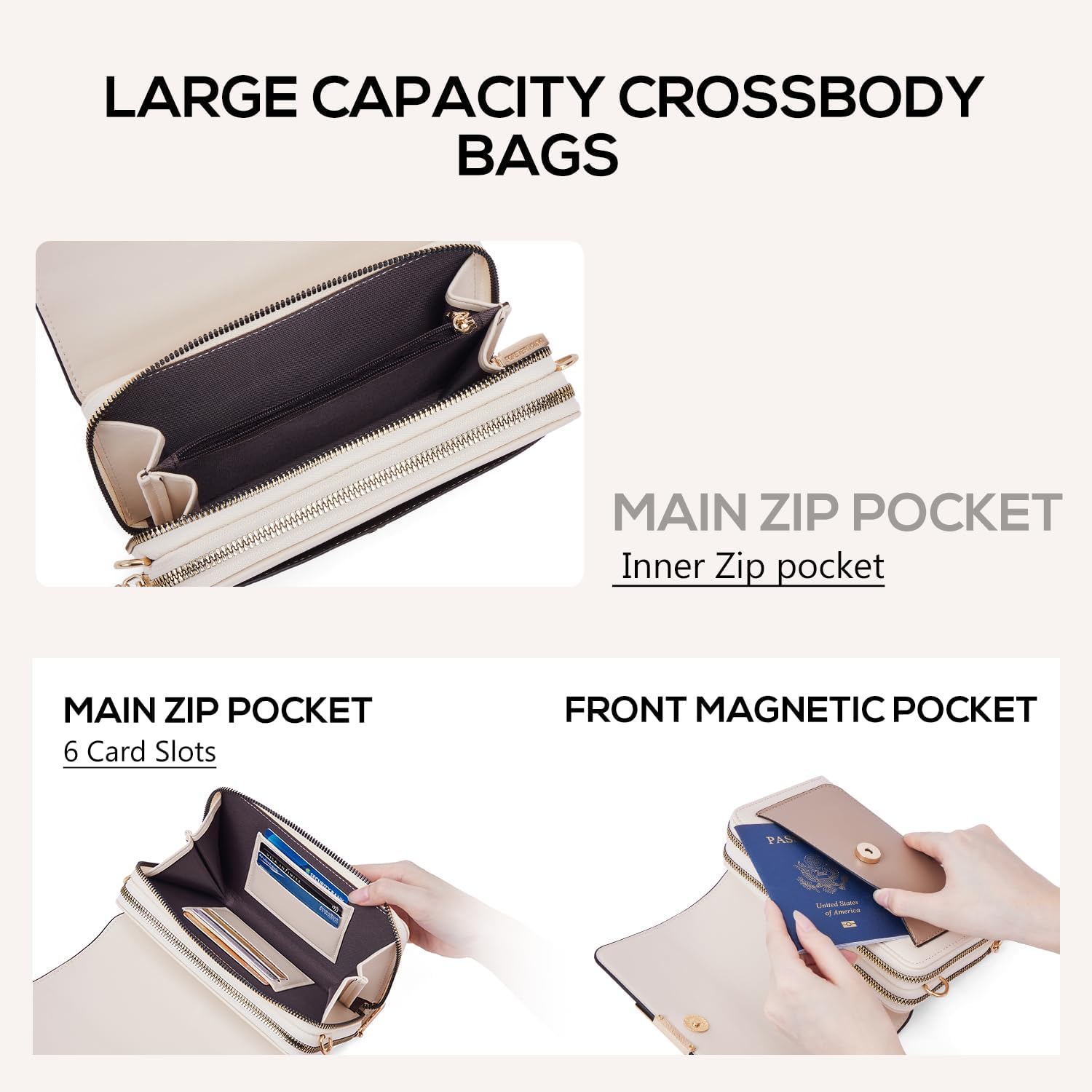 Roulens Small Crossbody Bag for Women,Cell Phone Purse Women's Shoulder Handbags Wallet Purse with Credit Card Slots - Image 3