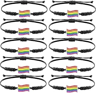 Pride Bracelet Rainbow Bracelets for Lesbian Gay Pride Bracelets Bulk Adjustable Rainbow LGBT Pride Bracelet LGBTQ Heart String Bracelets Handmade Braided LGBTQ Wristband Gay Pride Accessories Stuff Pride Jewelry Gifts