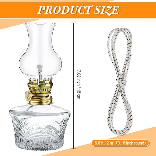 Miniatura 42 de Yexiya 6 lámparas de aceite vintage de vidrio de queroseno, lámpara rústica, cámara de queroseno transparente de aceite, huracán con mecha extra