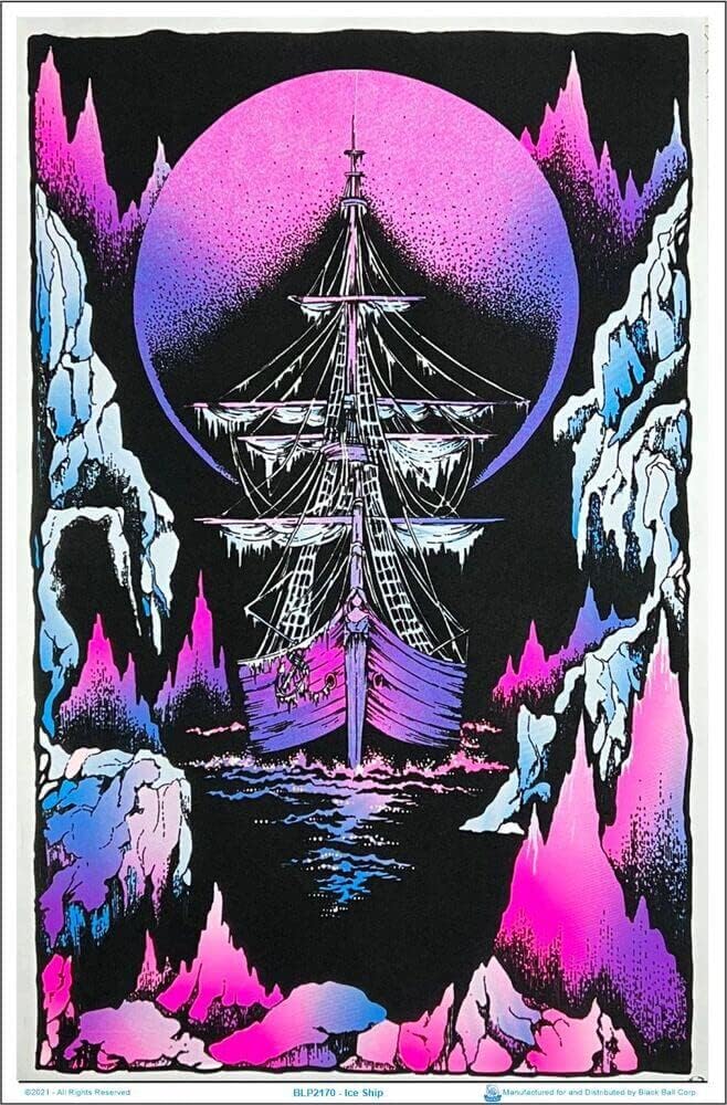 Scorpio Posters Ice Ship - Blacklight Poster - Flocked - 23" x 35"