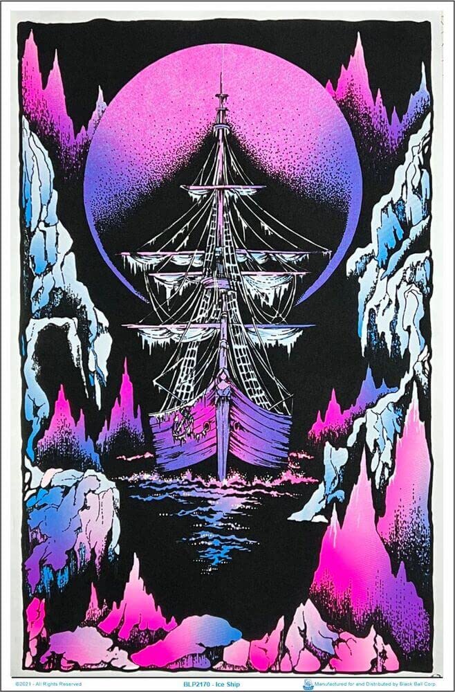 Ice Ship - Blacklight Poster - Flocked - 23" x 35"