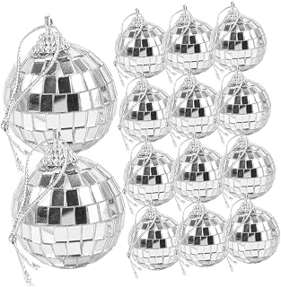 COHEALI 30 Peças Espelho Bola Reflexiva Medalhão De Prata Decorações De Festa De Dança Decorações De Prata Bola De Espelho De Vidro Em Miniatura Enfeites De Bola De Discoteca Bola