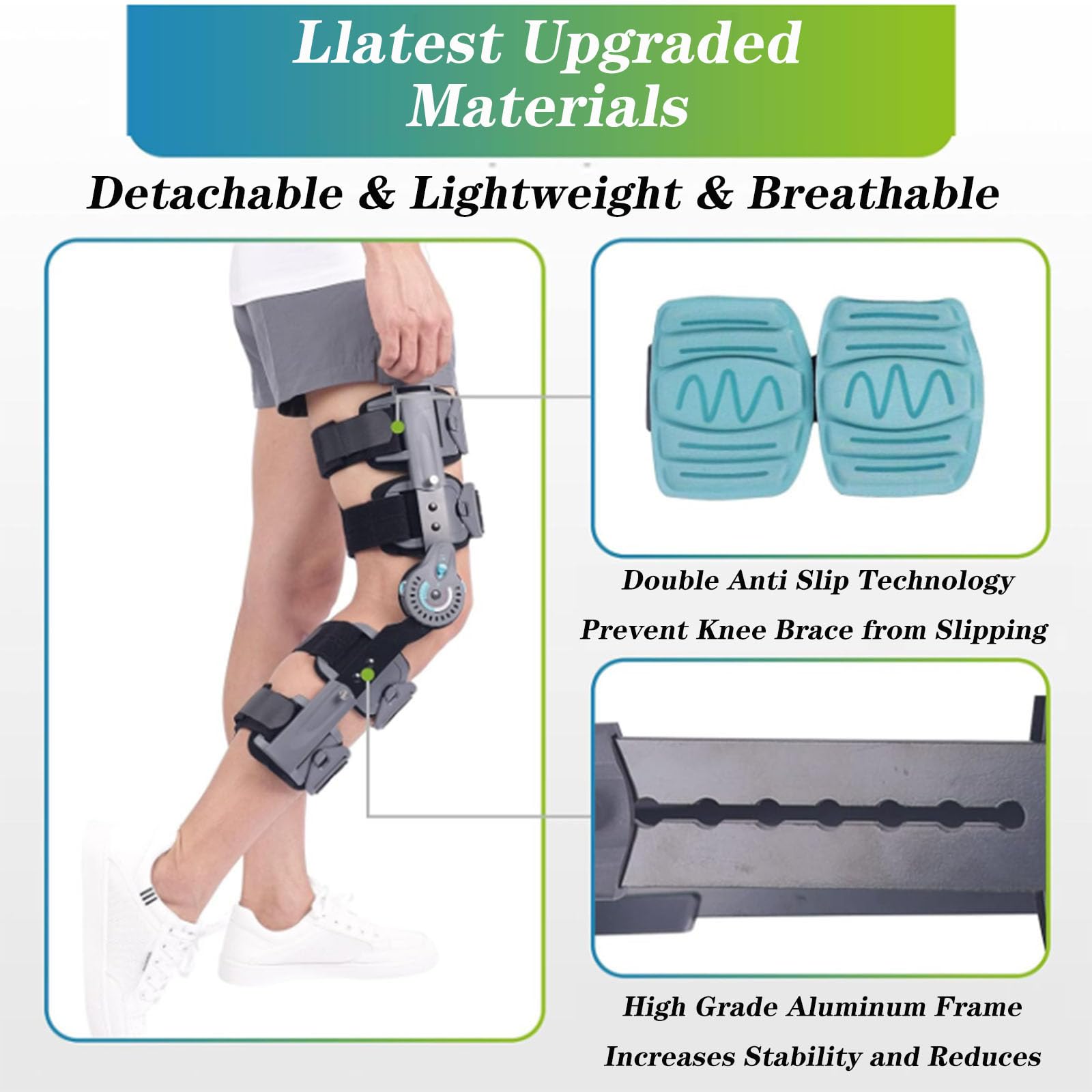 SFKLYU Post Op Knee Brace Tutori per Ginocchio Regolabili con Cerniera Rom Tutori per Ginocchio Ortopedici Immobilizzatore Stabilizzatore per Rottura del Menisco, Artrite, ACL