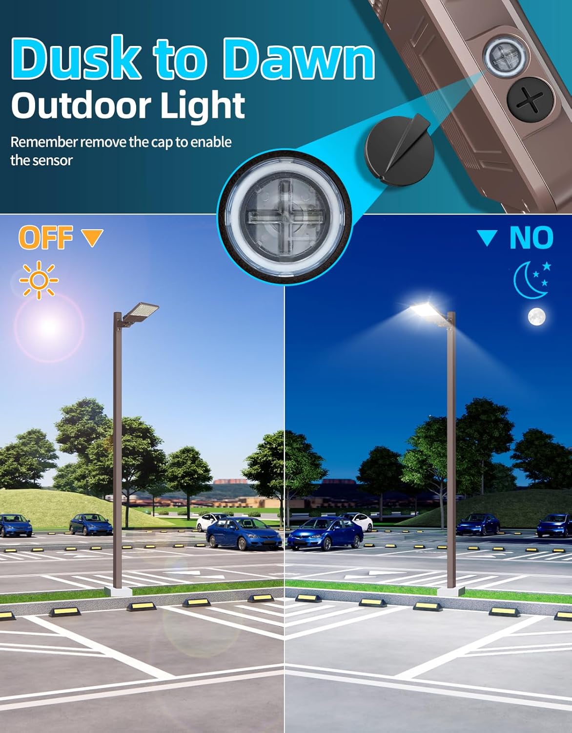 ADUB LED Parking Lot Light 150W 120W 90W Tunable, LED Shoebox Light 5700K 5000K 4500K, LED Post Light with Photocell, 150W